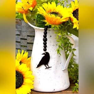 *Wooden Beaded Crow Ornament